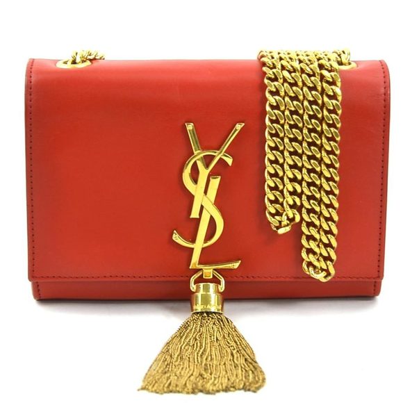 SAINT LAURENT Red Leather Shoulder Bag - Picture 1 of 5